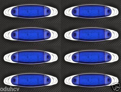 # 8X12 LEDs Blue Side Chrome Marker Lights 24V Truck Trailer Bus