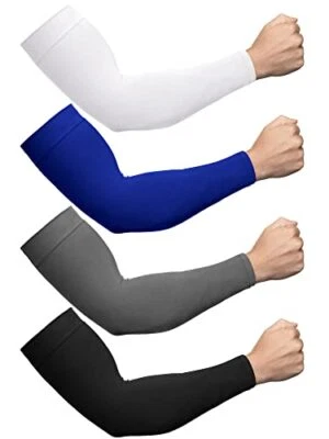 4 Pairs Plus Size Cooling Arm Sleeves Sun Black, White, Gray, Royal Blue