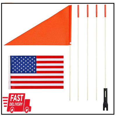Bike Safety Flag USA Flag 6 Foot Heavy Duty Fiberglass Pole Polyester Full Color