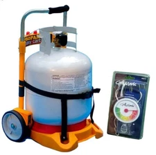 Propane Easy Cart Wheeled Tank Carrier for Heaters, Fire Pits w-20 lb Fuel Gauge