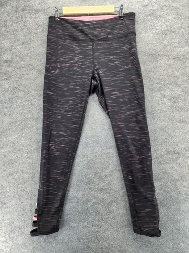 Maurices In Motion Leggings Womens Size 0 Black Pink Yoga Pants Mid Rise 31x27"