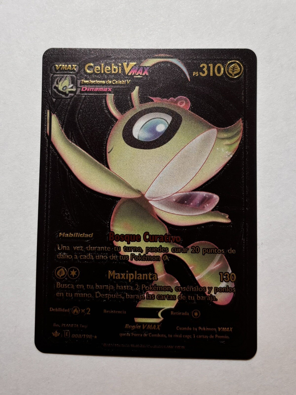 Celebi VMAX 008/198 HP310 Black Foil Fan Art Display Card - NM