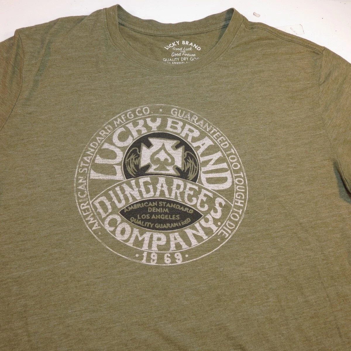 LUCKY BRAND JEANS DUNGAREES COMPANY TEE T SHIRT Mens L Green