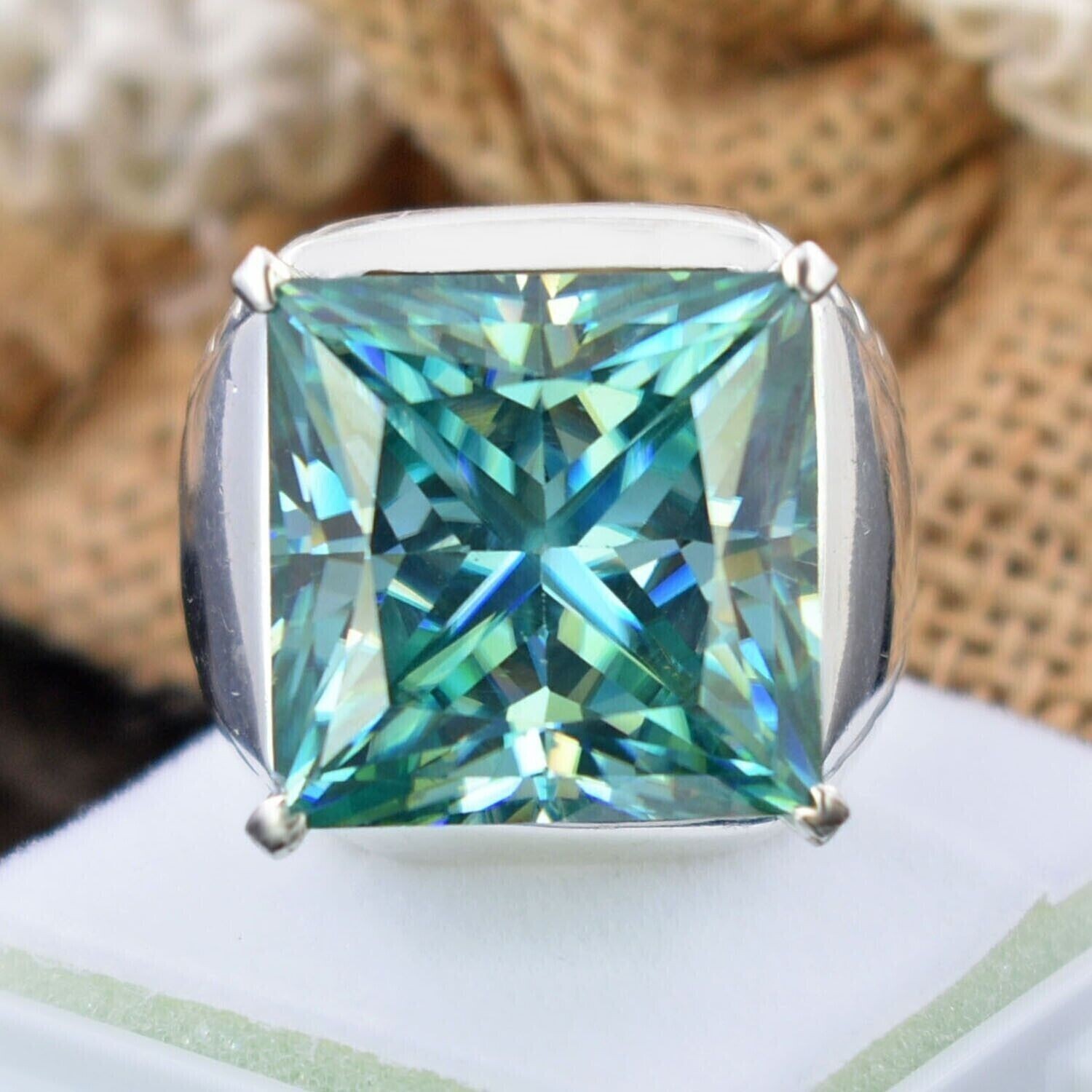 30 ct Lab Created Blue Diamond Solitaire Ring In 925 Sterling Silver