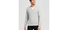 Goodfellow Sweater Mens Small Gray Long Sleeve V-Neck Pullover Soft Knit