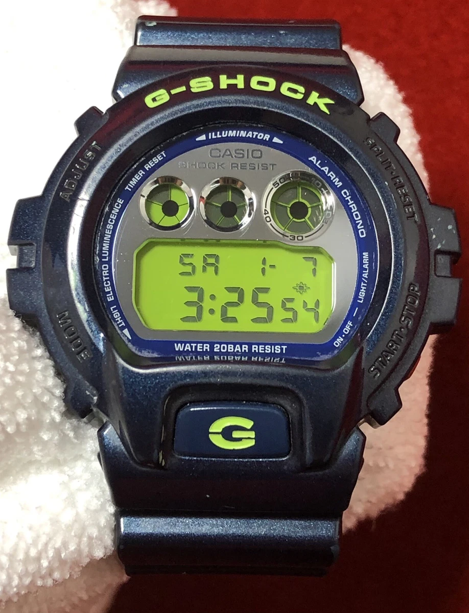 RARE Casio G-Shock Mens Watch DW-6900SB-2 1289 Navy Blue Neon Green Crazy Colors