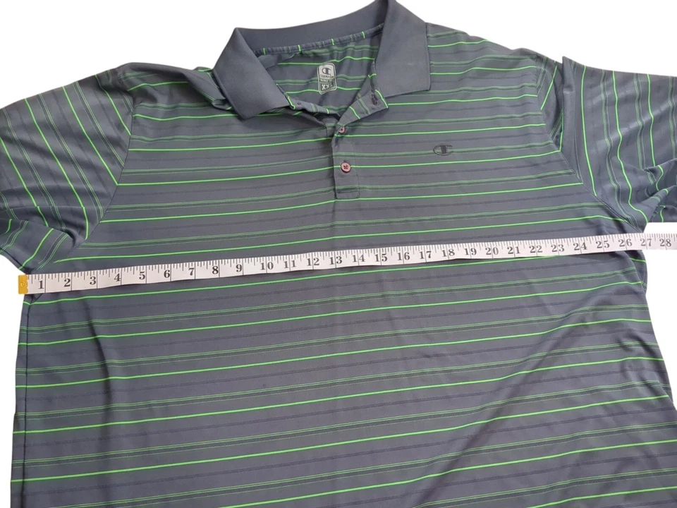 Champion Golf Men's Duo Dry Striped Golf Polo Shirt Size XXL Gray Green - Image 4 of 4