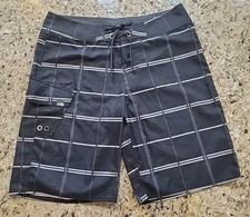 The North Face Board Shorts Men's 34 Black Gray Stretch Swim Trunks Excellent