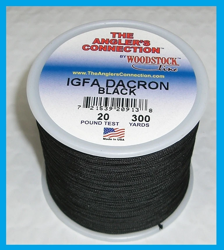 WOODSTOCK BRAIDED DACRON Fishing Line Black Color 20lb-300yd NEW! FREE USA  SHIP!