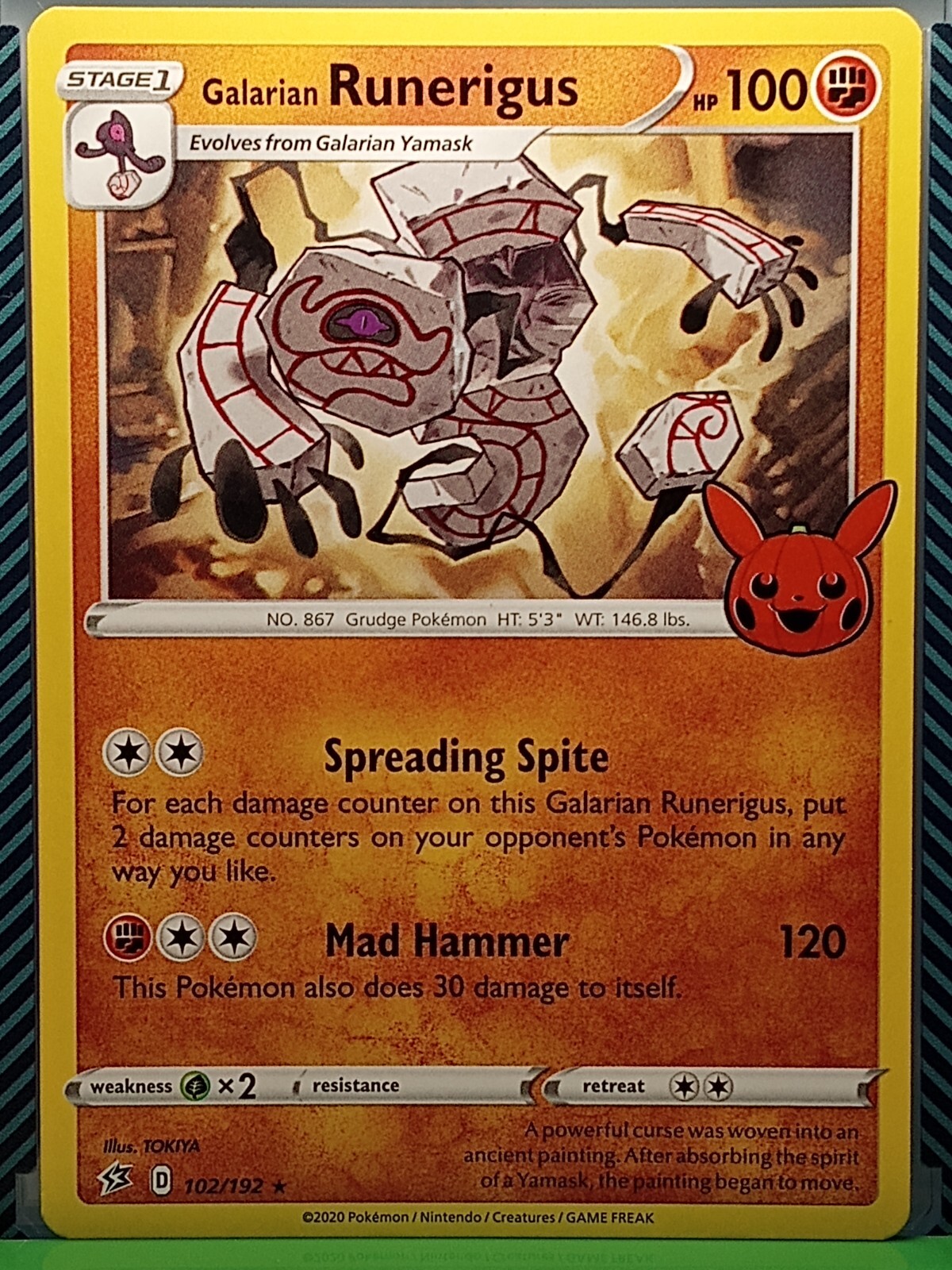 Galarian Runerigus 102/192 pokemon card 