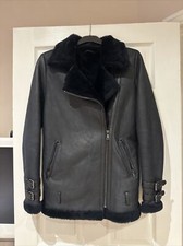 Bella Roza Genuine Sheepskin Biker Coat Uk8-10 Black