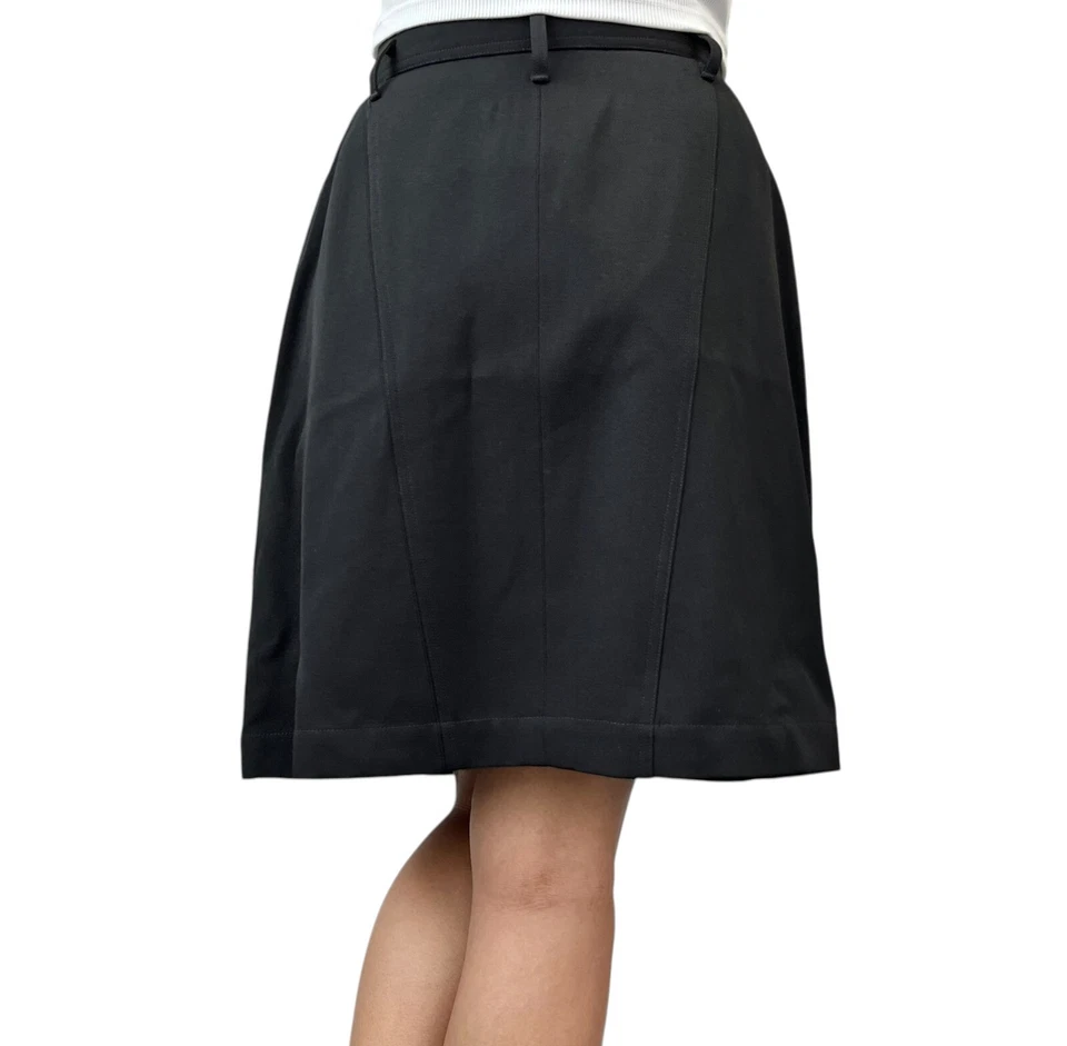 Falda Parte Inferior Chanel Vintage P04919 Logo CC #42 Negro Botón Lana Bolsillo Foto 2 de 4