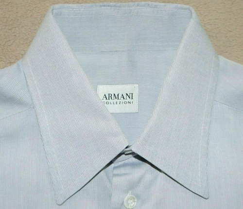 ARMANI COLLEZIONI Men Dress Shirt 15 38 - Light Blue Stripe Long Sleeve |  eBay