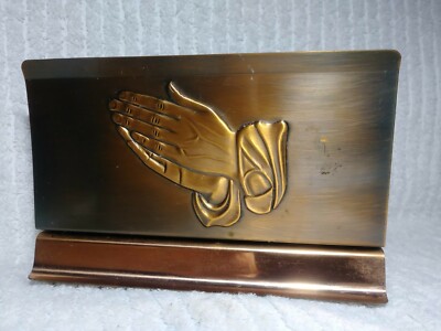 Coppercraft Guild Mail Holder Praying Hands Letter Napkin Stand Copper Christian