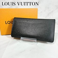 Louis Vuitton Taiga Portefeuille Brazza Long Wallet Black Leather