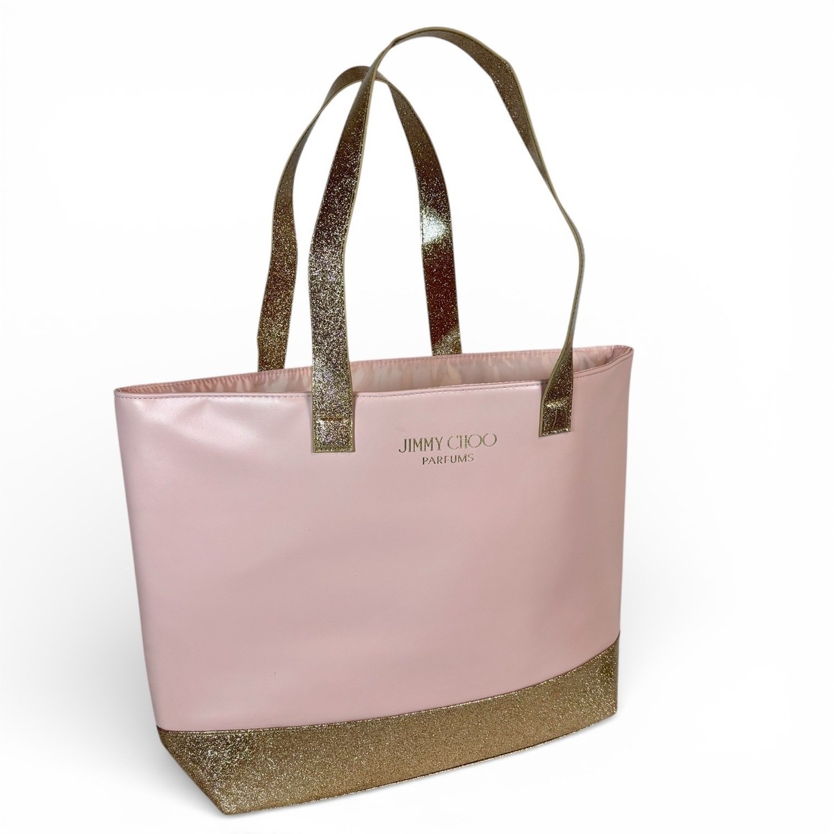 Jimmy Choo Parfums Pink Gold Glitter Tote Bag Womens Large 