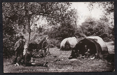 Postkarte New Forest Hampshire ein Zigeunerlager verschickt 1919