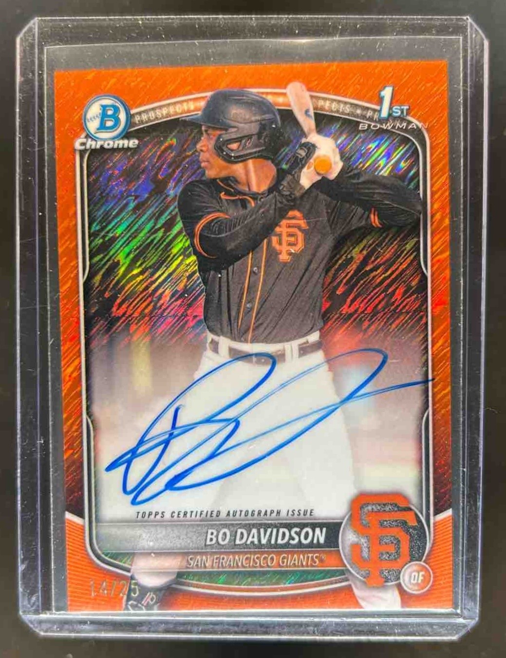 2025 Bowman Chrome Bo Davidson Auto Orange Shimmer Refractor 1st #/25 Giants