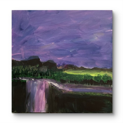 #ad Mary Myers Original Abstract Expressionism 8x8 Purple Waterfall Signed Fine Art $85.23
