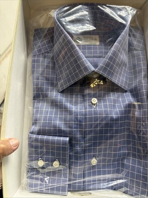Luigi Borrelli Blue  With White Striped Shirt - Slim - 15.5/39 - New