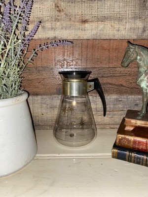 Vintage Pyrex 1960 Atomic Starburst Kaffeekanne 6 Tassen Mid Century Cafetiere Retro