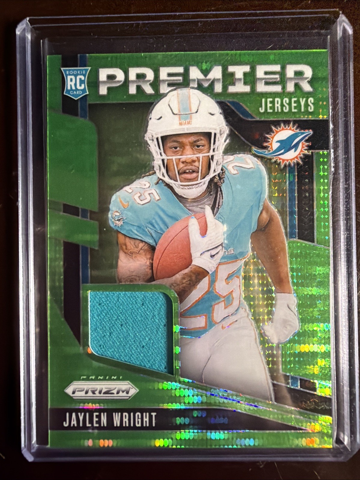 2024 Prizm - Premier Jerseys Jaylen Wright #PJ-JWT Neon Green Pulsar Prizm RC