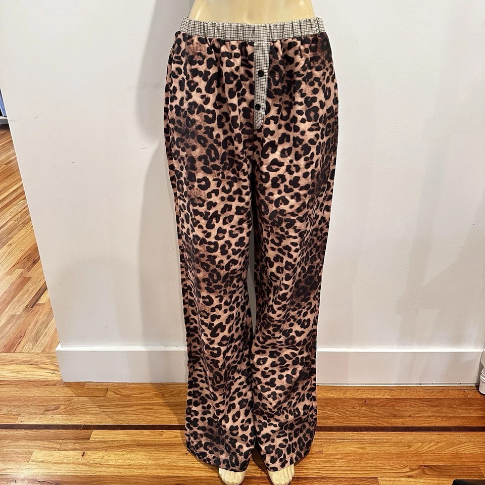 Pantalones Boohoo Boxer Leopardo Talla 10 Pierna Ancha Mujer’s Cheetah Elástico Pullon