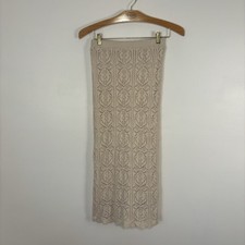 FRESHMAN 1996 Cream Crochet Knit Boho Hippie Lined Maxi Skirt Sz XS
