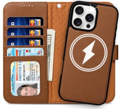 Detachable Wallet Case for iPhone 16 Max Leather Folio Flip Cover with 4 , RF...