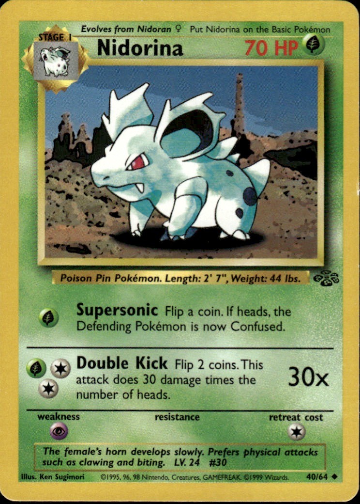 Nidorina Uncommon Jungle 40/64 Grass Unlimited Pokemon Card