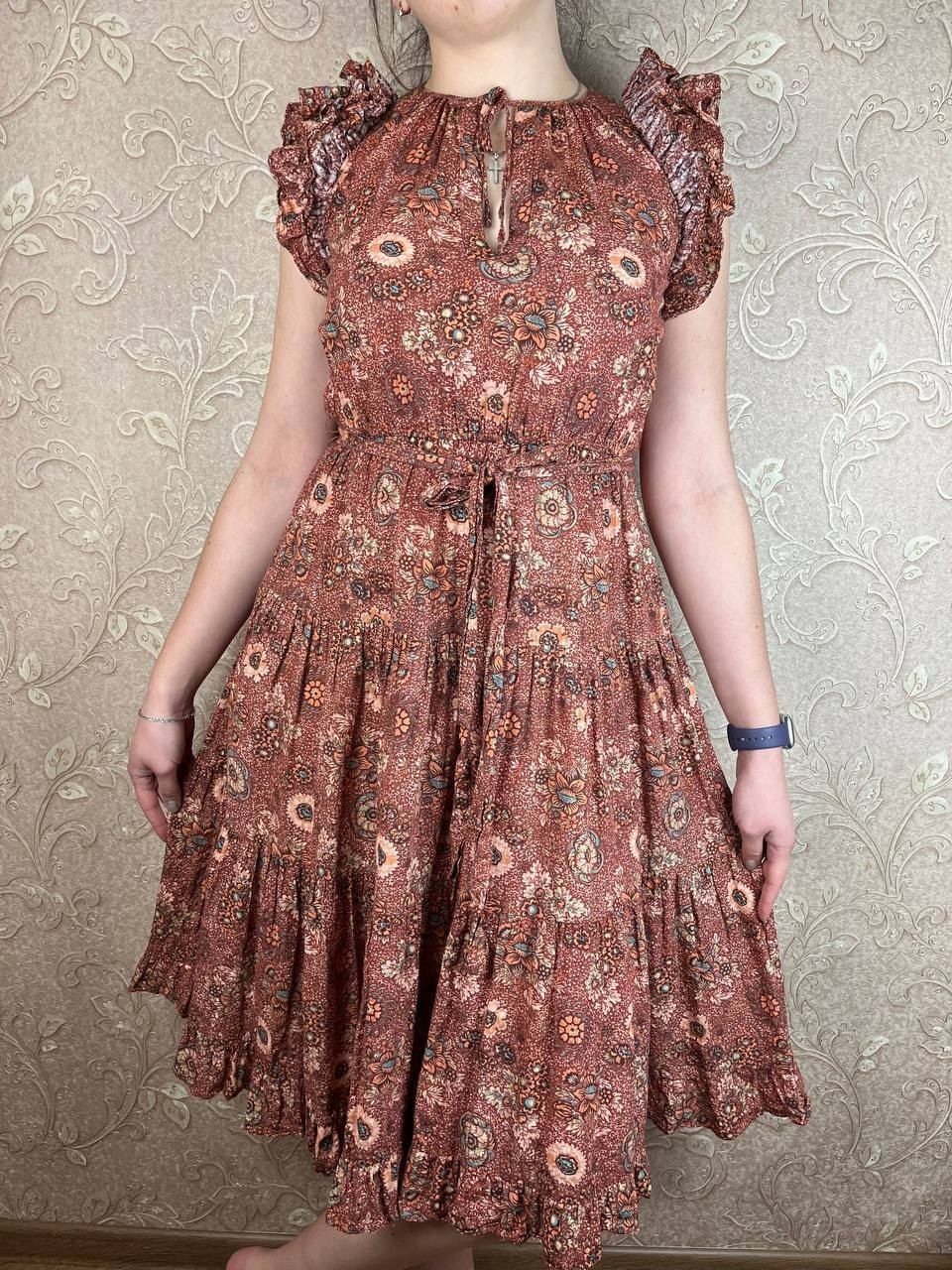 ULLA JOHNSON floral print stretch jersey maxi dress SZ 4