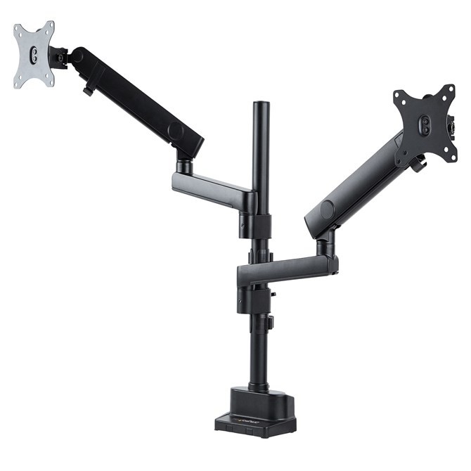 Startech Black Up To 32" Mechanical Spring Full Motion Desk Mount Clamp And Grommet Dual Monitor Arm - Image 4