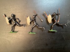 Vintage Lot of 3 Britains Ltd. Zulu Warriors Toy Lead Figures