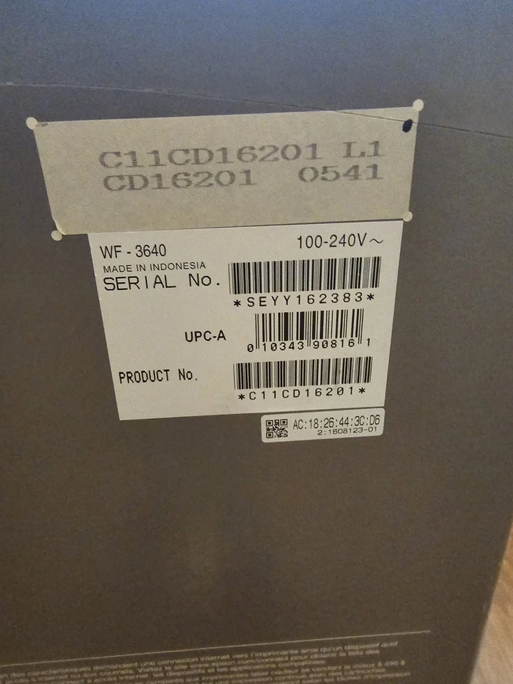 Impresora Epson WorkForce WF-3640, inalámbrica, todo en uno de inyección de tinta NUEVA en caja Foto 3 de 4