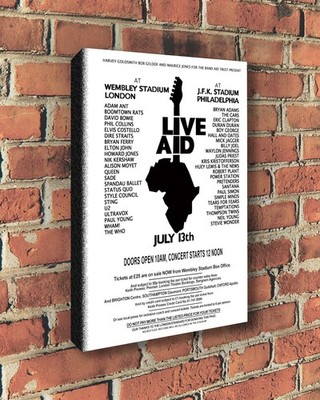 Live Aid - 1985 - Wandbehang - Leinwandbild BRANDNEU 38cm x 26cm