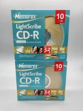Lot  2 MEMOREX LIGHTSCRIBE CD-R Recordable Media 52x 700mb 80min 10 Pack -Sealed