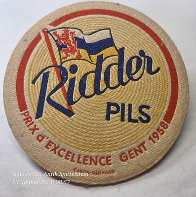 Beer Coaster, Bierdeckel, Brauerei Ridder Maastricht Niederlande 1958 Gent