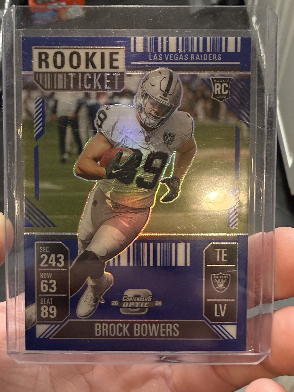 2024 Panini Contenders Optic Blue - Rookie Ticket #66 Brock Bowers  (RC) /99