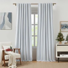 ZJDECOR 90 Inch Striped Full Blackout Curtain Panels for Bedroom,Blue Stripes...