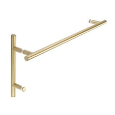 Counterpoint 24" Cuttable Towel Bar 6" Pull Shower Door Combo Brushed Brass