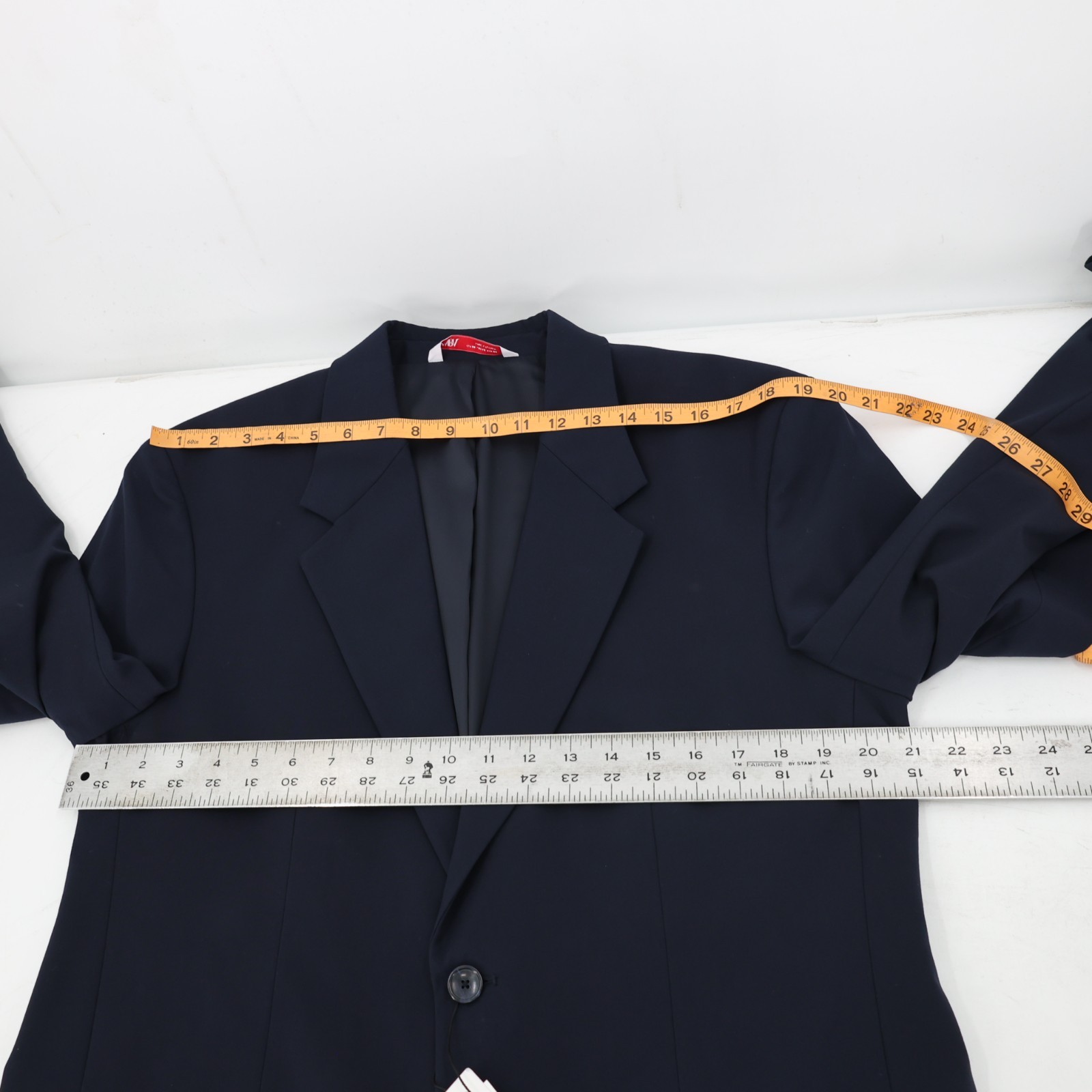 NWT Zara sport coat mens 40 Solid navy Blue Blazer Jacket Two Button notch lapel thumbnail 8