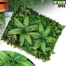 9x Artificial Mat Greenery Wall Hedge Grass Fence Foliage Panel Decoration New