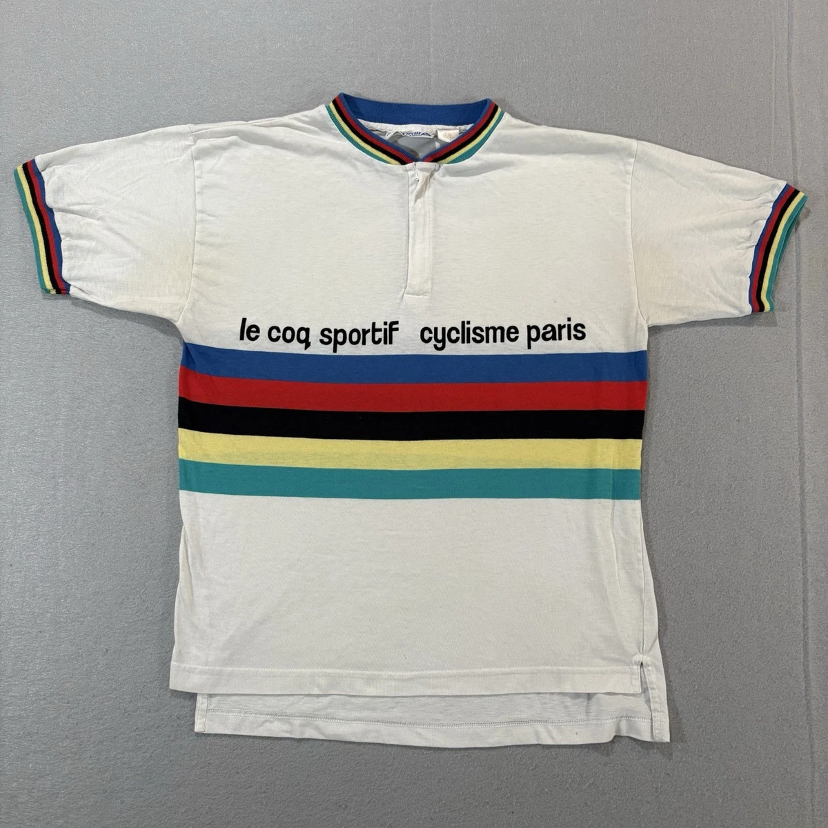 Vintage Le Coq Sportif Cycling Shirt Sz Small 1/4 Zip Made In