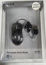 Belkin Mini Wired Travel Mouse, Optical Scroll, Retractable USB Cable