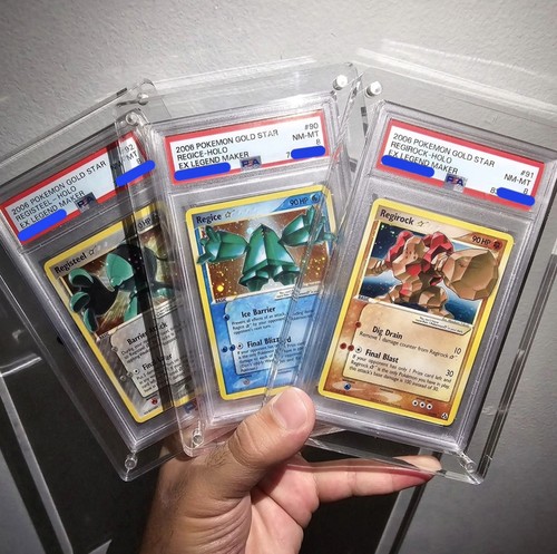 Pokemon Regice Gold Star, Regirock Gold Star w/swirl, Registeel Gold Star PSA 8