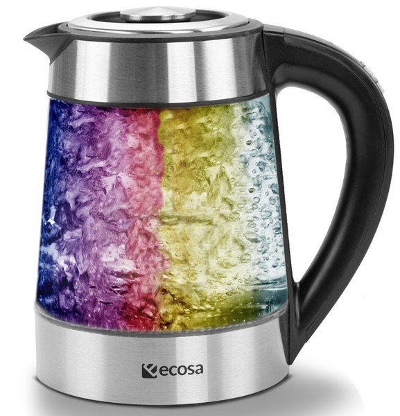 Edelstahl Glas Wasserkocher 2.200 Watt Mit Temperaturwahl Led Beleuchtung-image