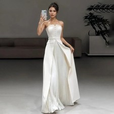 White Evening Dress Custom Draped Sleeveless Sweep Train Dress Pretty Princess
