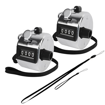 2 Pack Metal Hand Tally Clicker Counter 4-Digit Number Count Clicker w ...