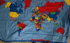 Vtg Rare World Map Fabric Traditions 1998 N.T.T. Inc Fabric panel