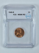 1949-s Lincoln Wheat Cent Ms66 Rd Icg 1949-s Lincoln Wheat Cent Ms66 Rd Icg